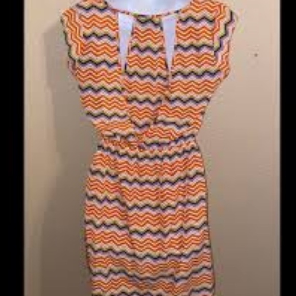 Rue 21 women’s chevron orange print sleeveless dress size xs - Picture 1 of 9